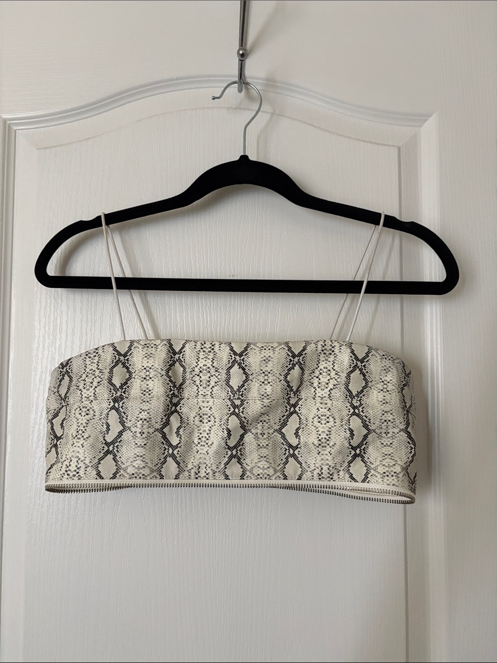 Faux leather Snake Print Crop Top - Neutral
